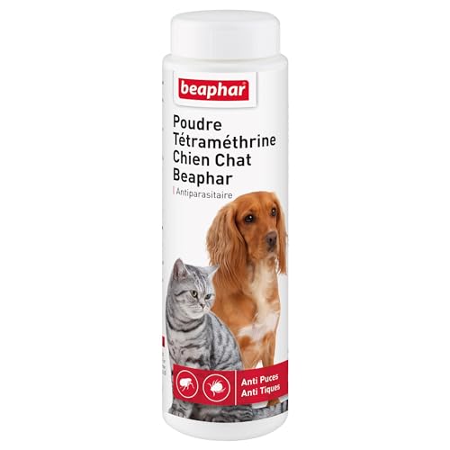BEAPHAR - Poudre Anti-puces et Anti-tiques pour Chien et Chat - Sans Rinçage - Élimine Rapidement Puces et Tiques - 150g
